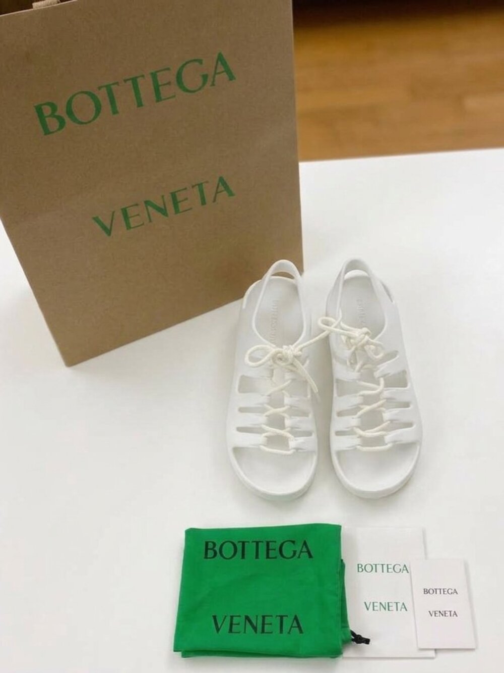 Authentic Bottega Veneta Gel Rubber Sandals in White
